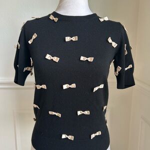 Alice + Black Bow-Embellished Women's Top Cardigan, XS